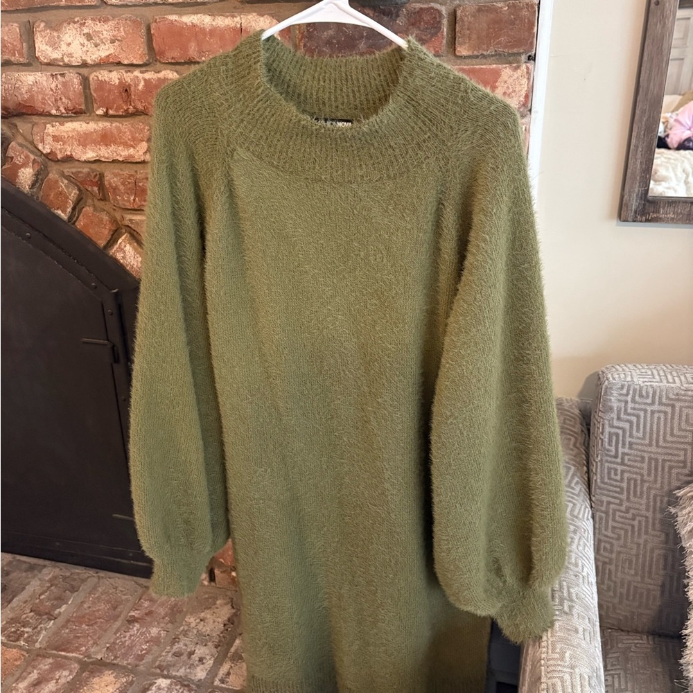 Fashion Nova Cozy Olive Knit Sweater